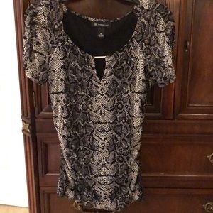 INC snakeskin short sleeve top